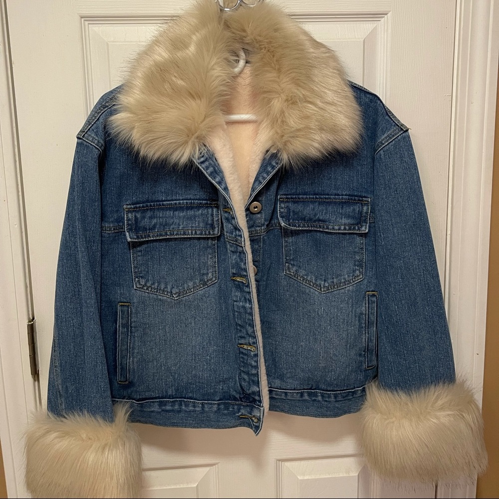 Fashion Nova Jean Jacket With Removable Fur